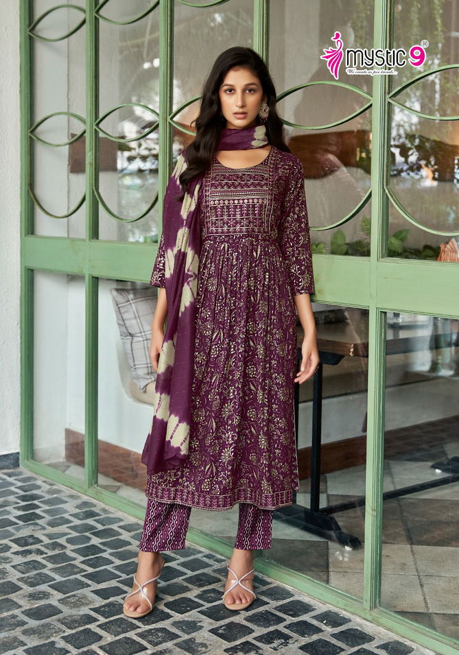 Sara 11 By Mystic 9 Rayon Foil Printed Kurti With Bottom Dupatta Wholesale Shop In Surat
